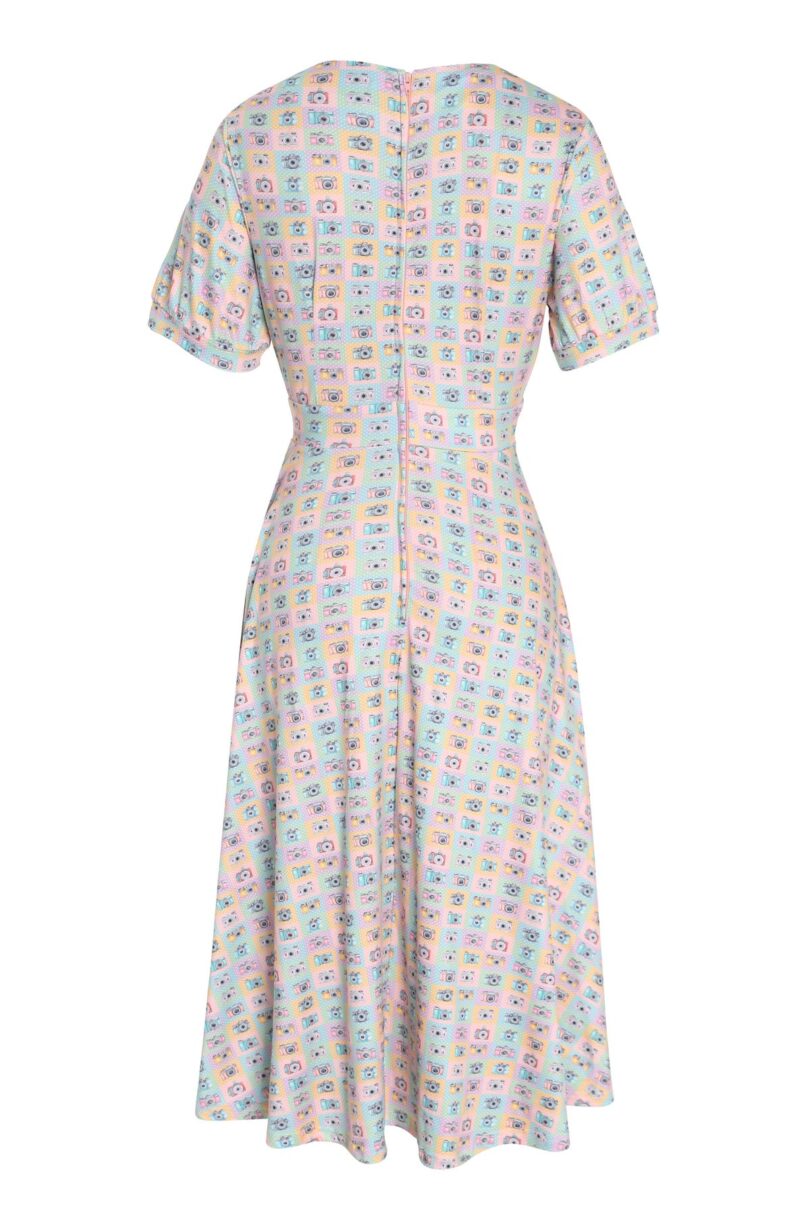 Julia Multicolor 50s Style Camera Print Swing Dress  Shop now at Kitty Darling