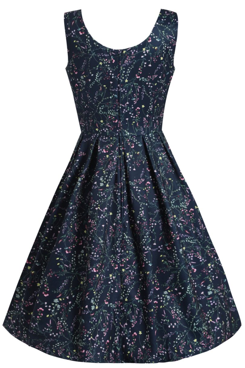 Amanda Swing Dress in Navy Blue Meadow Print  Shop now at Kitty Darling
