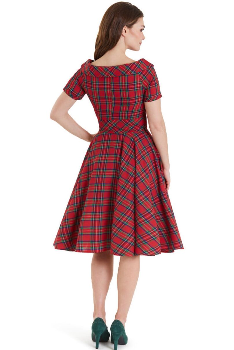 Darlene Retro Highland Red Tartan Circle Dress  Shop now at Kitty Darling