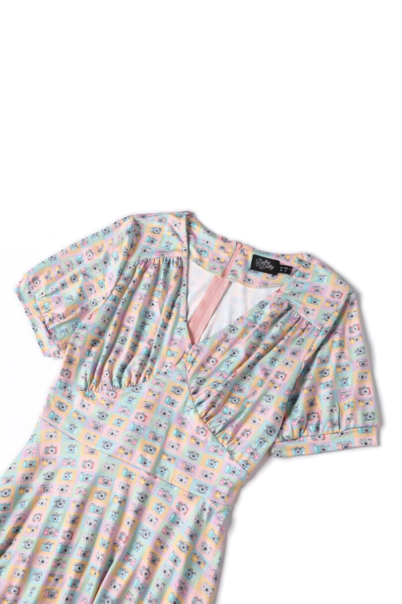 Julia Multicolor 50s Style Camera Print Swing Dress  Shop now at Kitty Darling