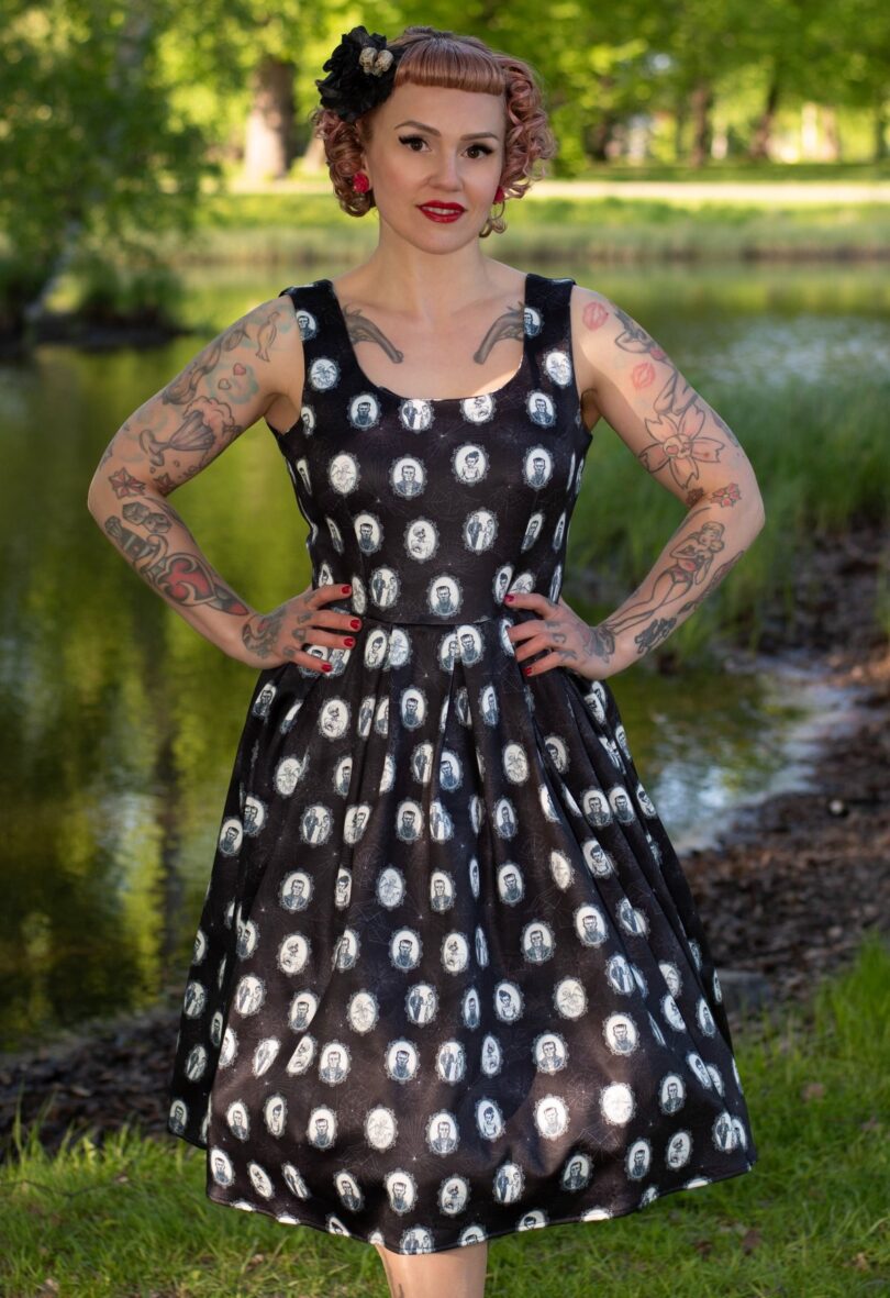 Amanda Frankenstein Black Swing Dress  Shop now at Kitty Darling