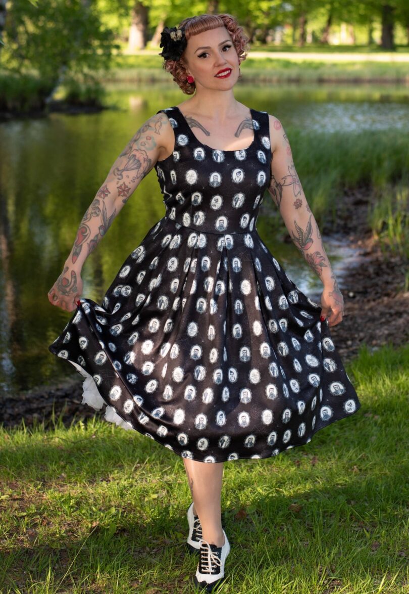 Amanda Frankenstein Black Swing Dress  Shop now at Kitty Darling