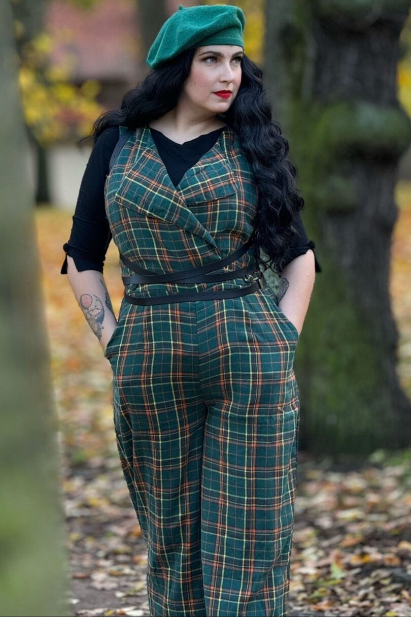 Sylvia Green Tartan Jumpsuit  Shop now at Kitty Darling