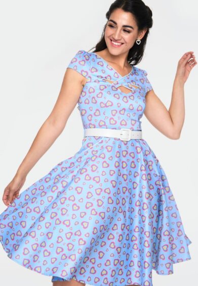 50s Heart Cross Neck Flare Dress – Dresses | Kitty Darling