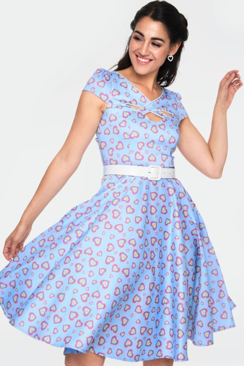 50s Heart Cross Neck Flare Dress  Shop now at Kitty Darling