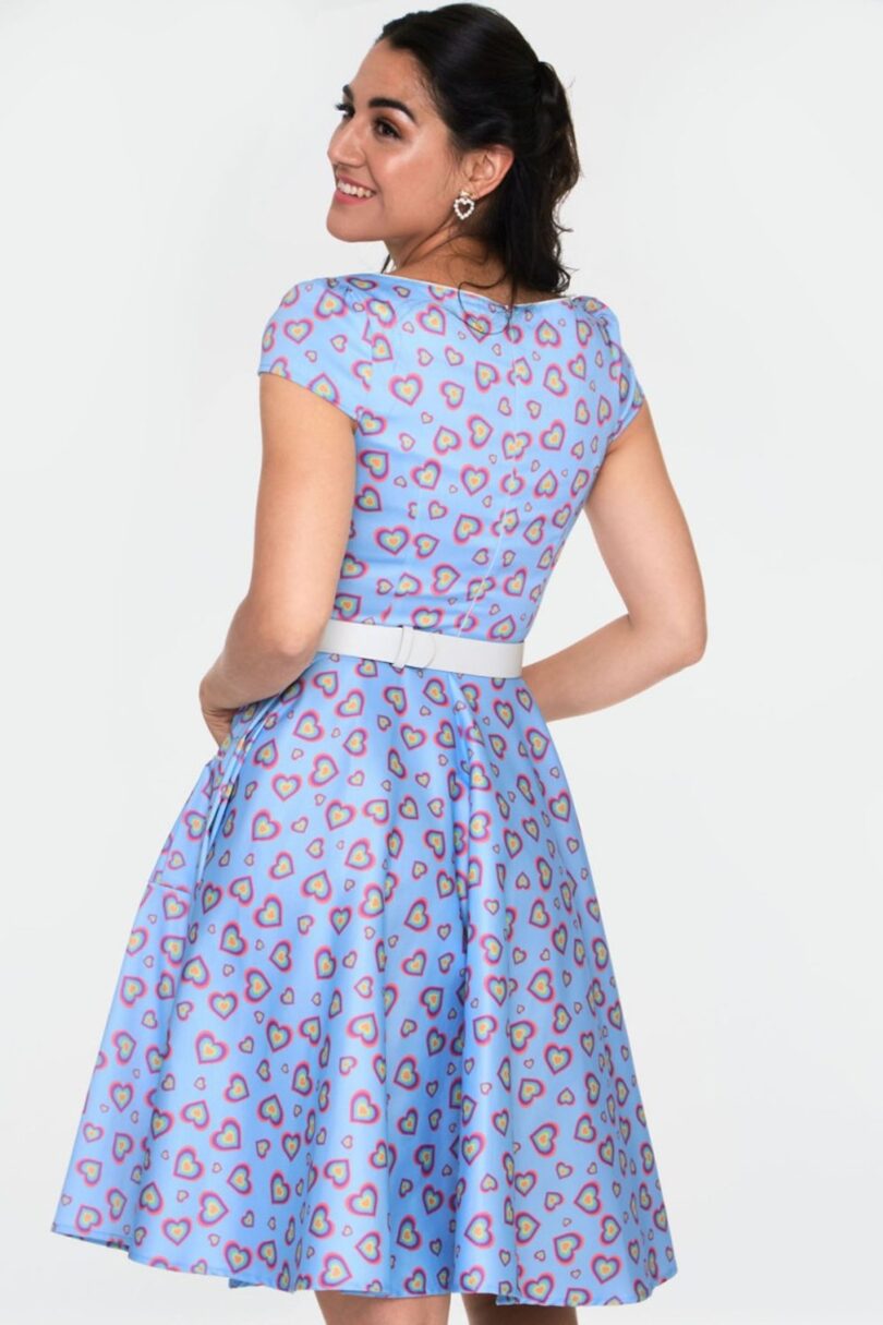 50s Heart Cross Neck Flare Dress  Shop now at Kitty Darling
