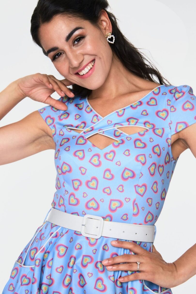 50s Heart Cross Neck Flare Dress  Shop now at Kitty Darling