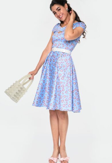 50s Heart Cross Neck Flare Dress – Dresses | Kitty Darling