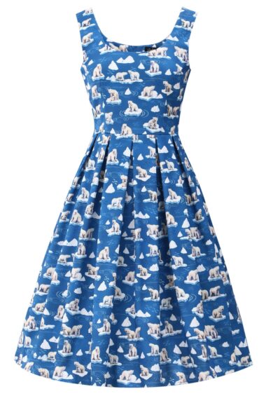 Amanda Blue Polar Bear Print Swing Dress – Dresses | Kitty Darling