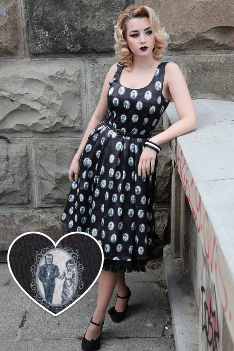 Amanda Frankenstein Black Swing Dress  Shop now at Kitty Darling