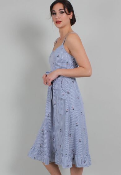 Andy Anchor Pinstripe Flare Dress – Dresses | Kitty Darling