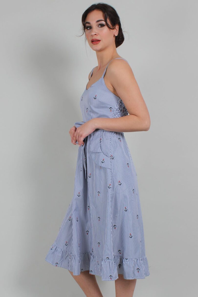 Andy Anchor Pinstripe Flare Dress  Shop now at Kitty Darling