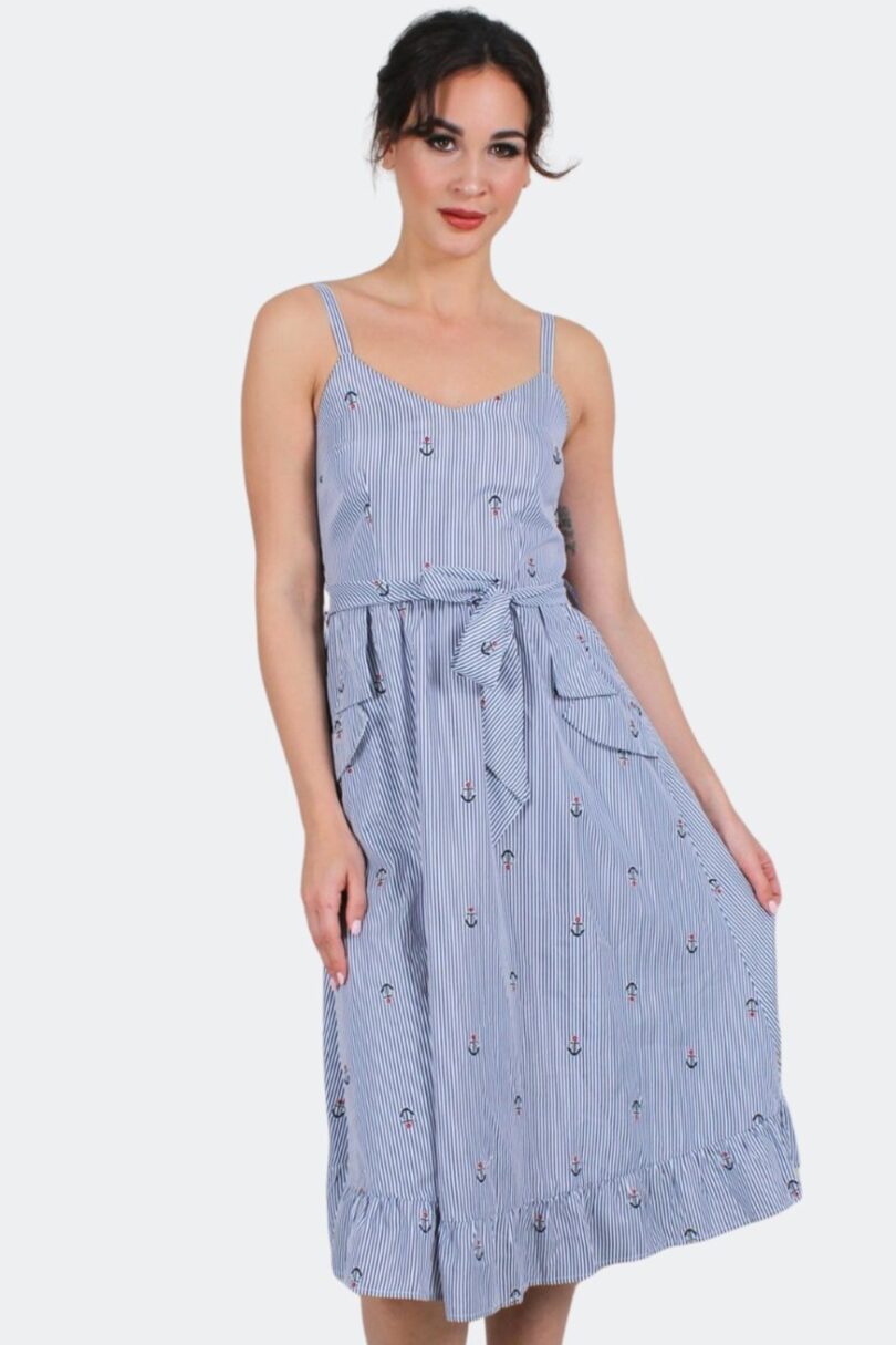 Andy Anchor Pinstripe Flare Dress  Shop now at Kitty Darling
