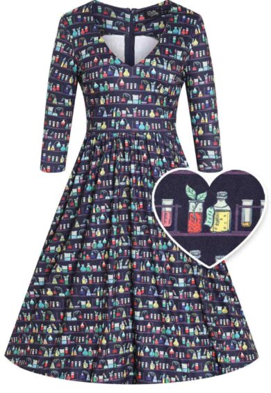 Billie Navy Blue Science Lab Flared Dress – Dresses | Kitty Darling