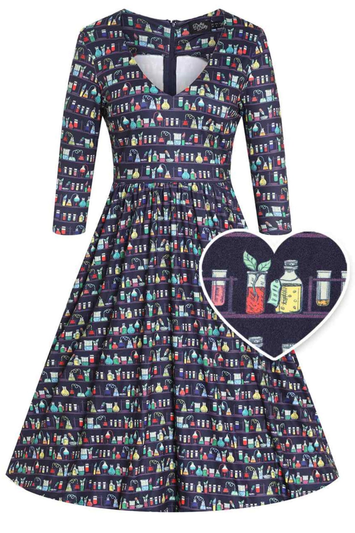 Billie Navy Blue Science Lab Flared Dress Billie Navy Blue Science Lab Flared Dress Shop now at Kitty Darling