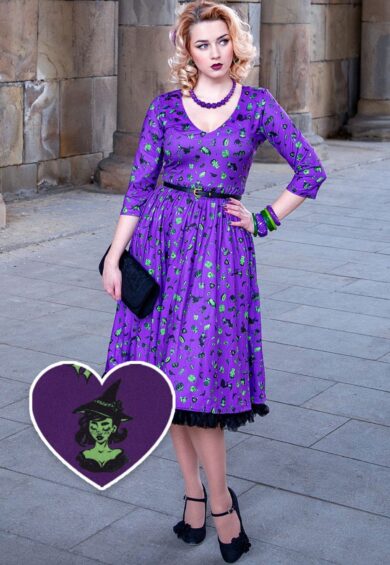 Billie Purple Wizard & Witch Long Sleeved Dress – Dresses | Kitty Darling
