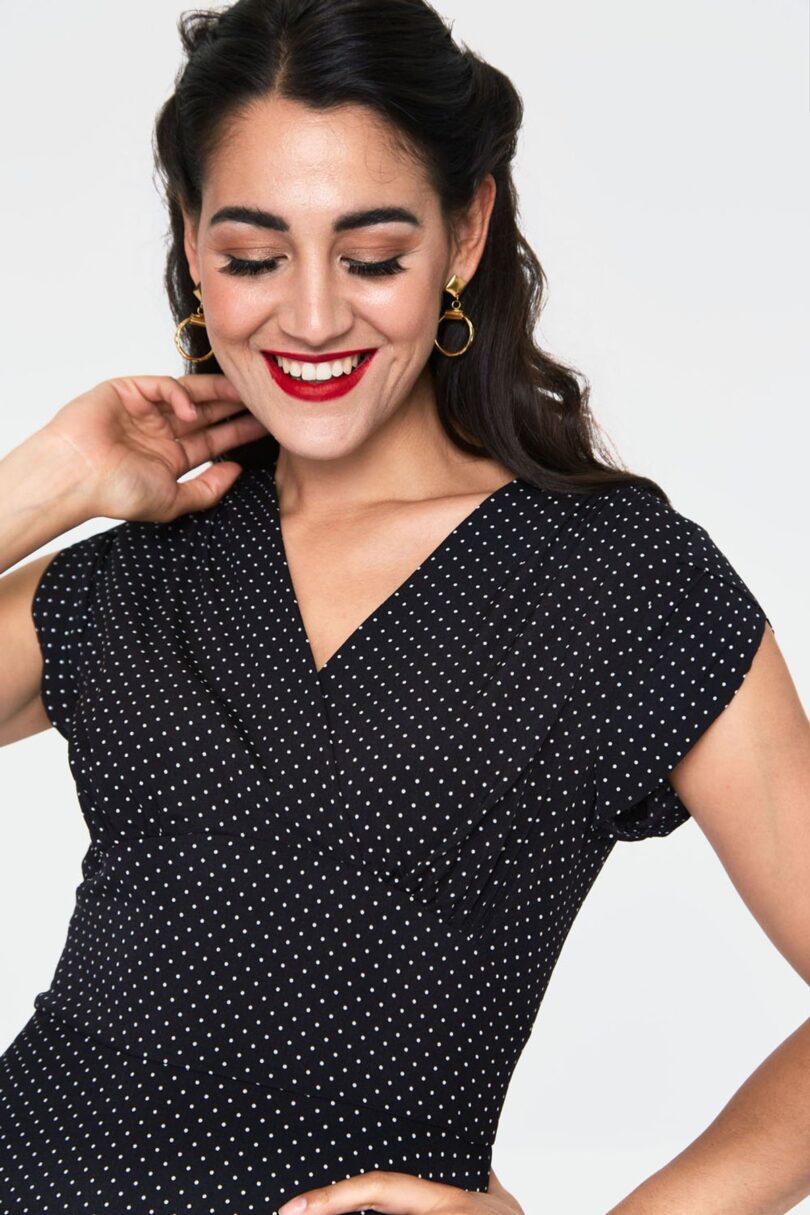 Black Polka Dot Flare Dress  Shop now at Kitty Darling