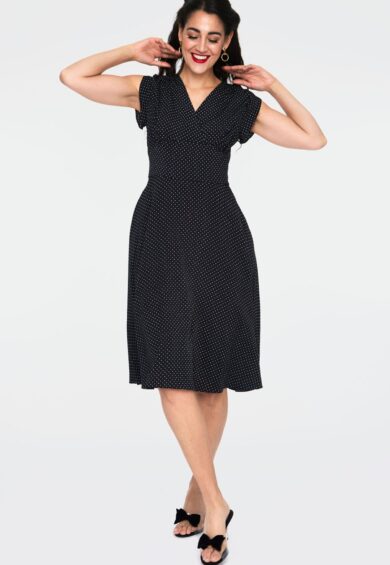 Black Polka Dot Flare Dress – Dresses | Kitty Darling