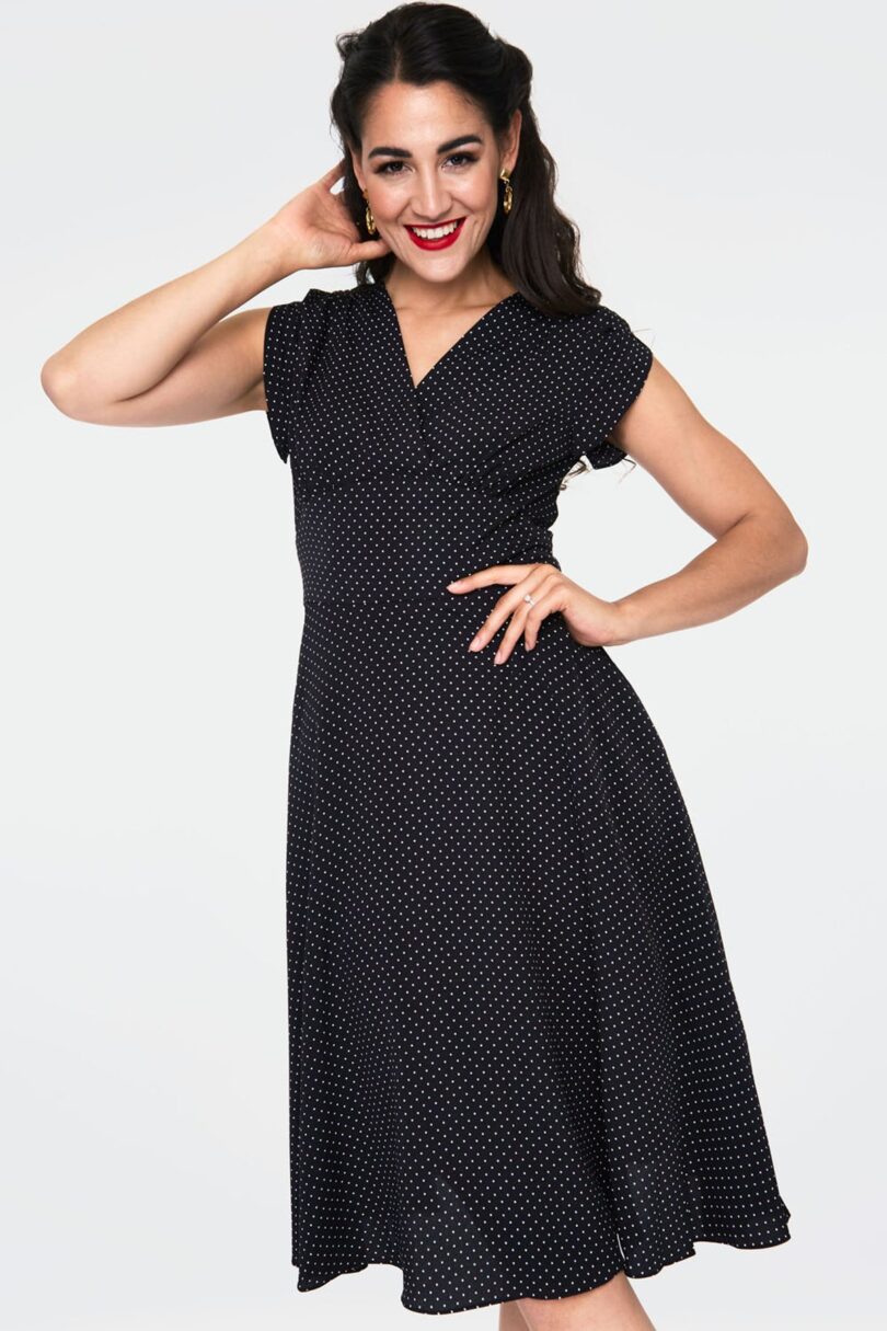 Black Polka Dot Flare Dress  Shop now at Kitty Darling