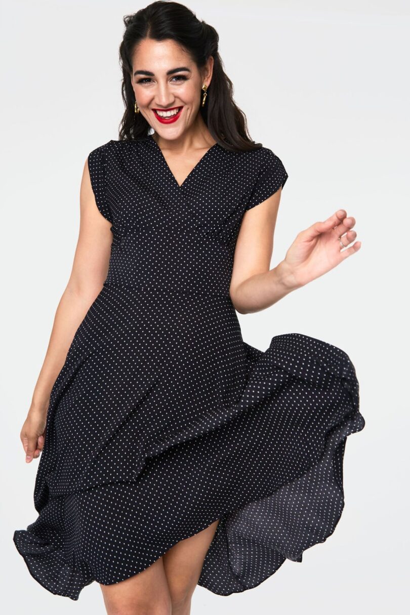 Black Polka Dot Flare Dress  Shop now at Kitty Darling