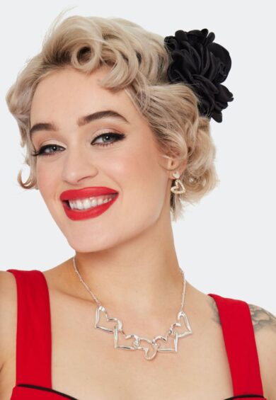 Black Rose Flower Hairpin Brooch – Jewellery | Kitty Darling