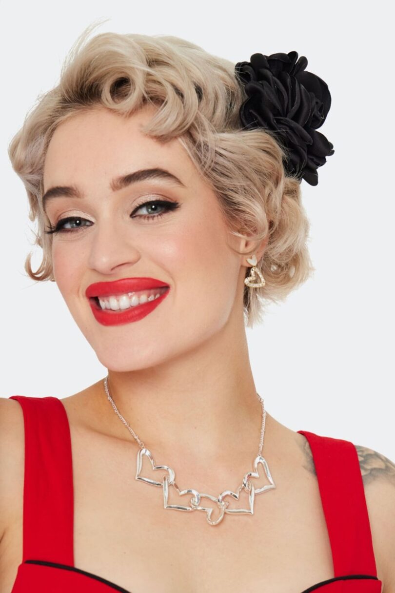 Black Rose Flower Hairpin Brooch  Shop now at Kitty Darling
