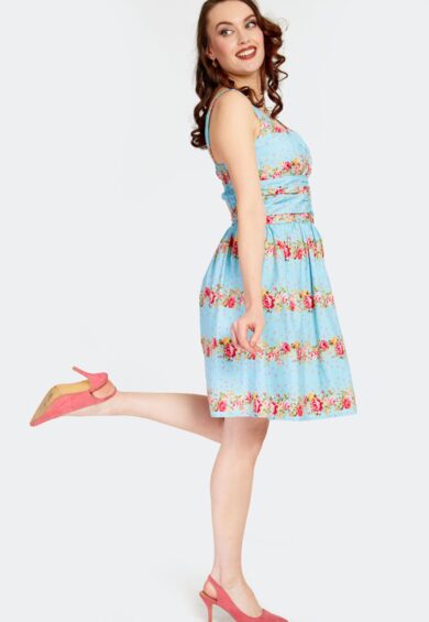 Blue Floral Flare Dress – Dresses | Kitty Darling