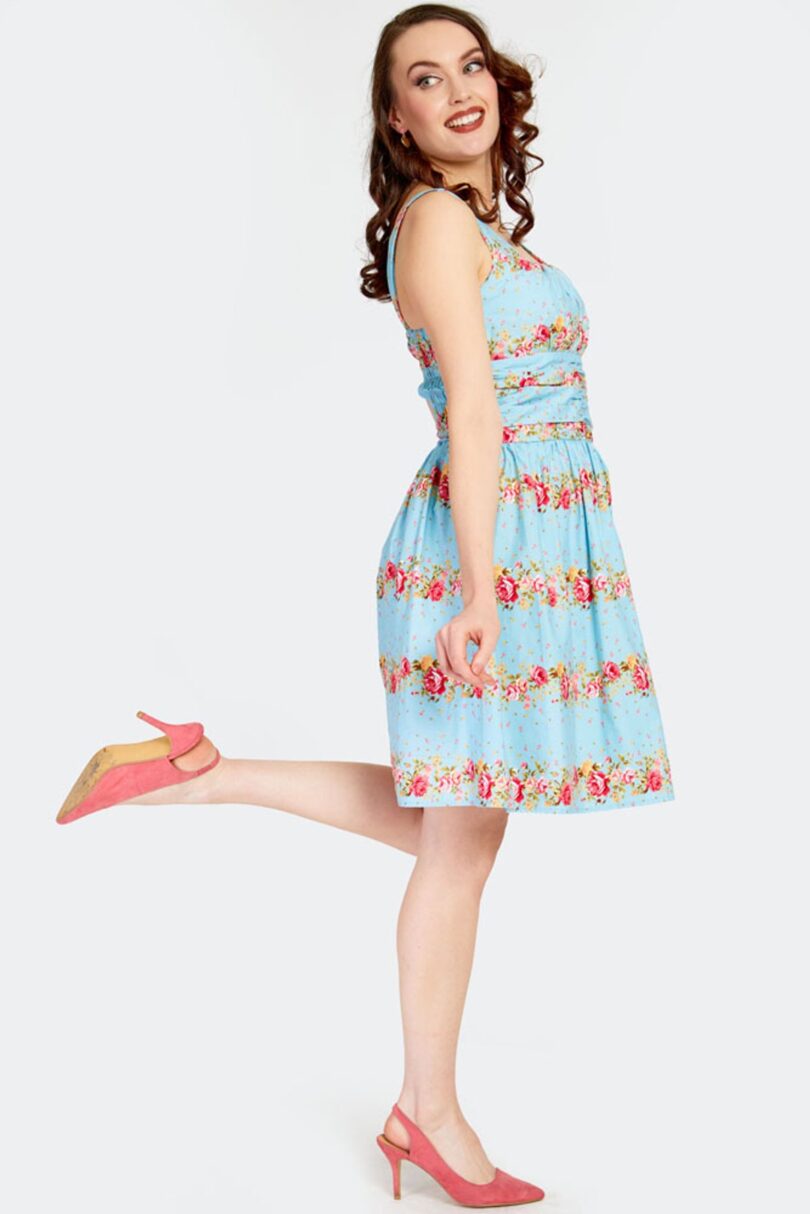 Blue Floral Flare Dress  Shop now at Kitty Darling