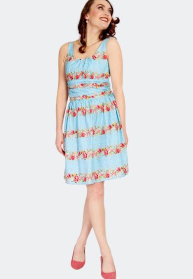 Blue Floral Flare Dress – Dresses | Kitty Darling
