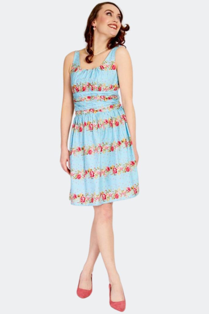 Blue Floral Flare Dress