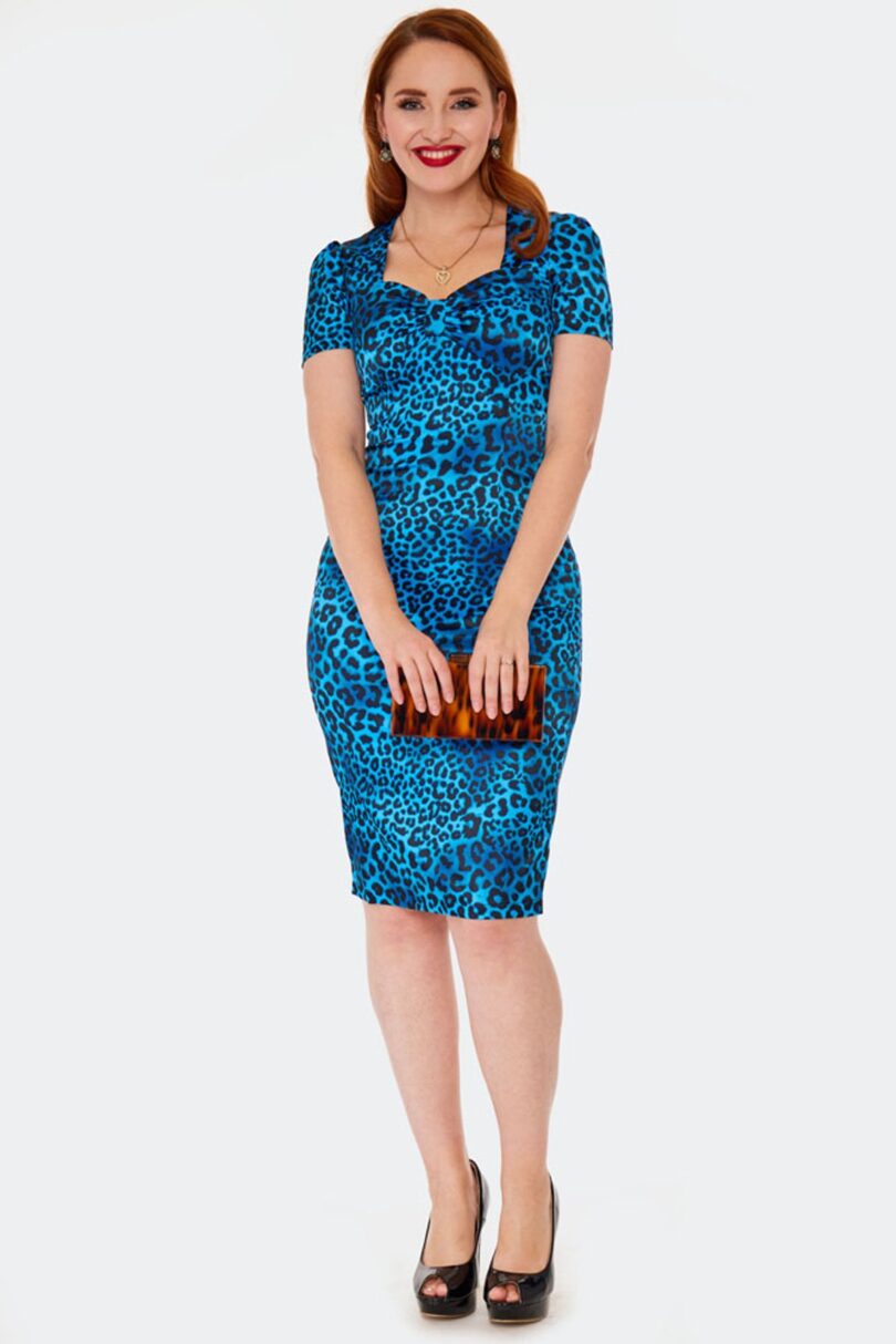 Blue Leopard Fit Dress  Shop now at Kitty Darling
