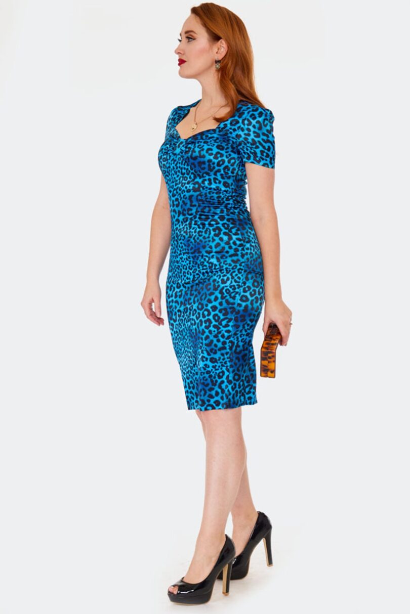 Blue Leopard Fit Dress  Shop now at Kitty Darling