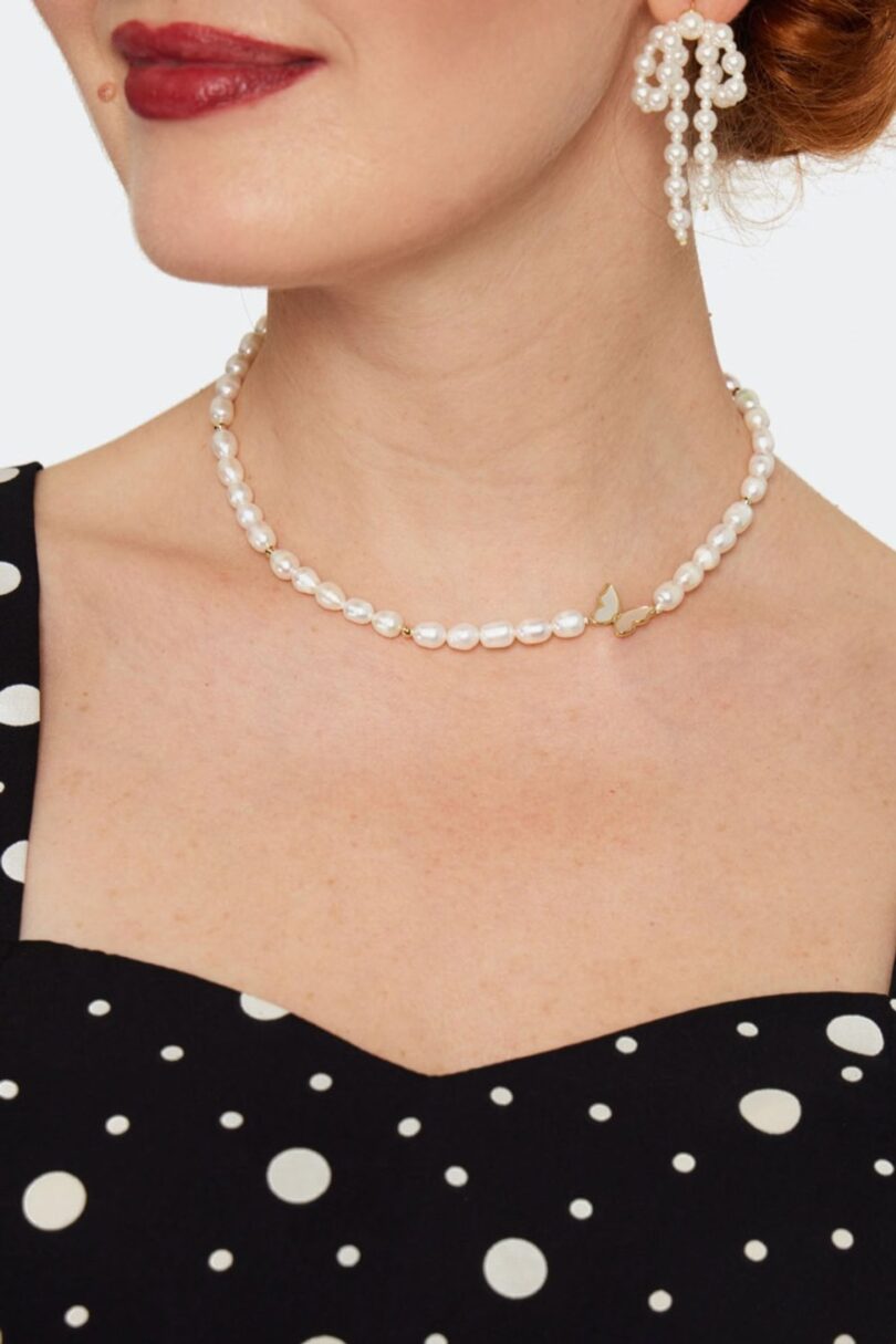 Butterfly Pearl Short Necklace  Shop now at Kitty Darling