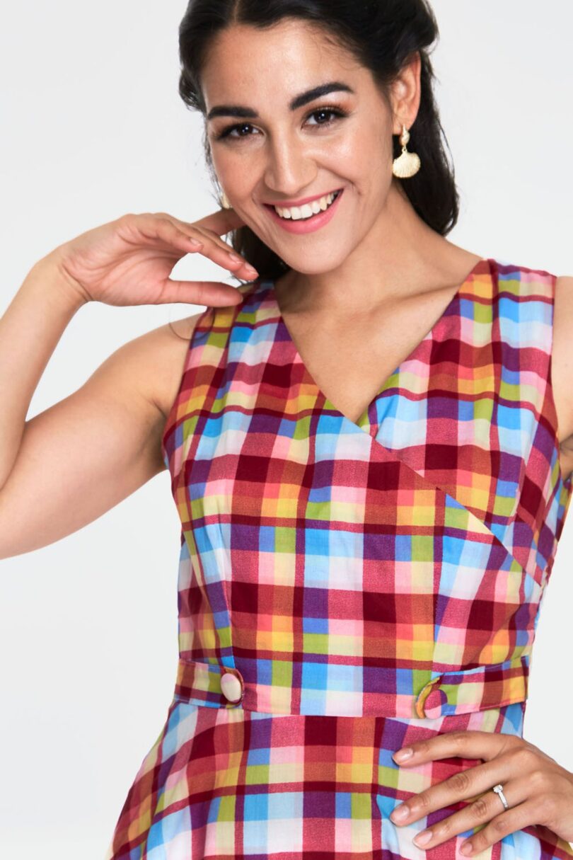 Checked Sleeveless Flare Dress  Shop now at Kitty Darling