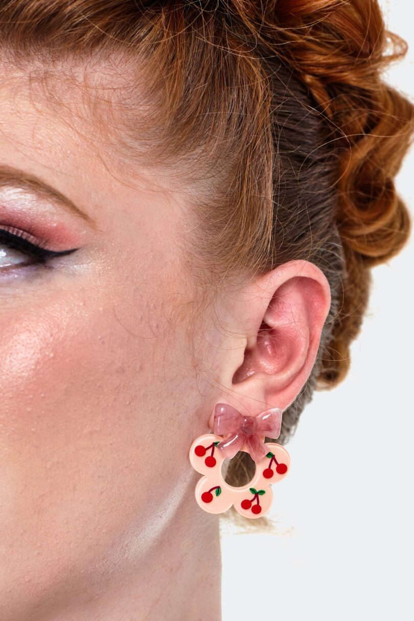 Cherry Flower Retro Earrings  Shop now at Kitty Darling