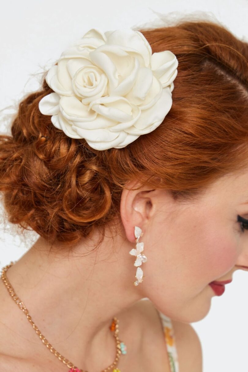Cream Rose Flower Hairpin Brooch  Shop now at Kitty Darling