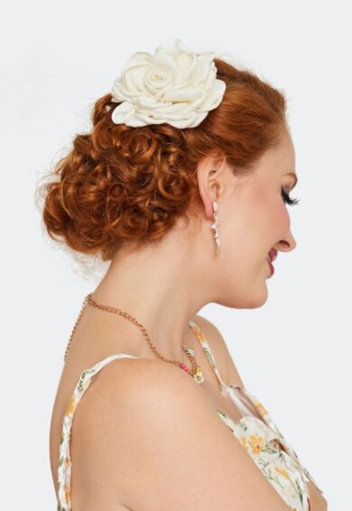 Cream Rose Flower Hairpin Brooch – Jewellery | Kitty Darling