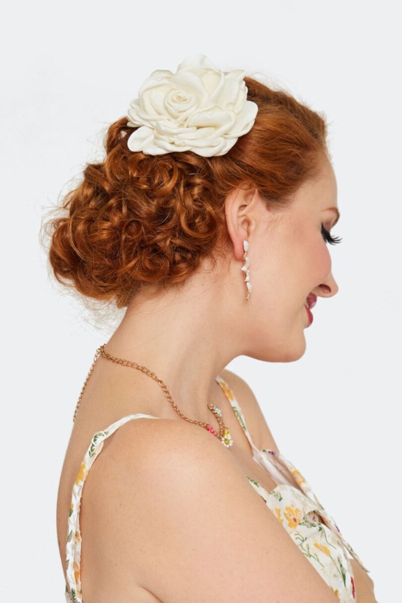 Cream Rose Flower Hairpin Brooch  Shop now at Kitty Darling
