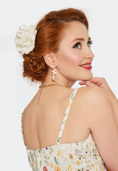 Cream Rose Flower Hairpin Brooch – Jewellery | Kitty Darling