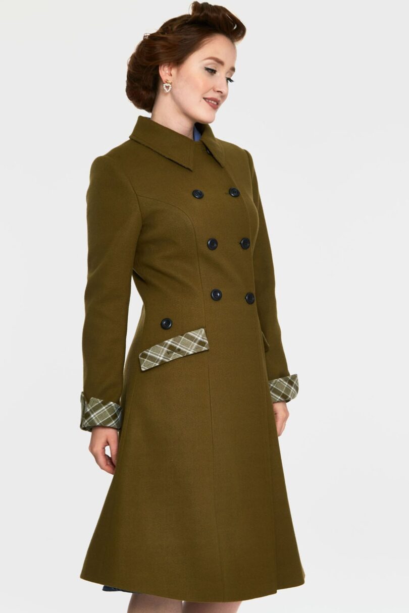 Curve Susie Coat With Button Up Plaid Constrast  Shop now at Kitty Darling