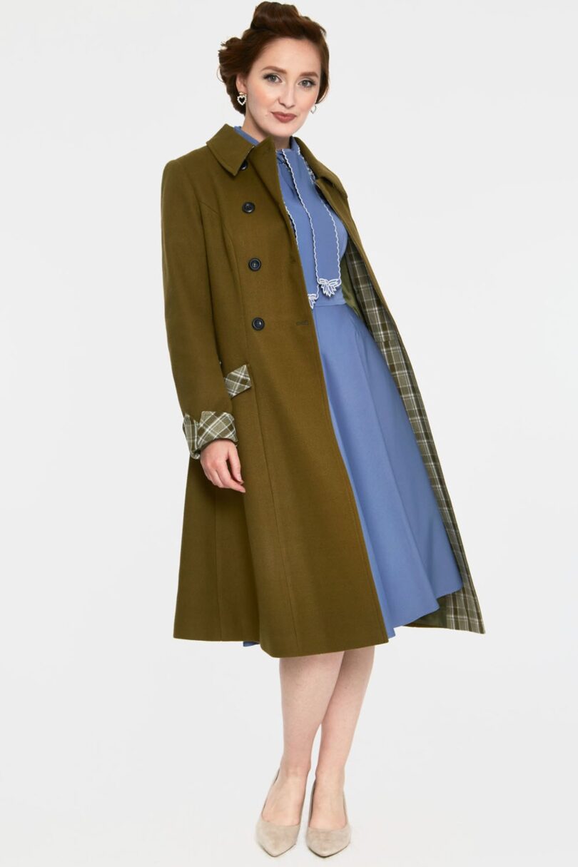 Curve Susie Coat With Button Up Plaid Constrast  Shop now at Kitty Darling
