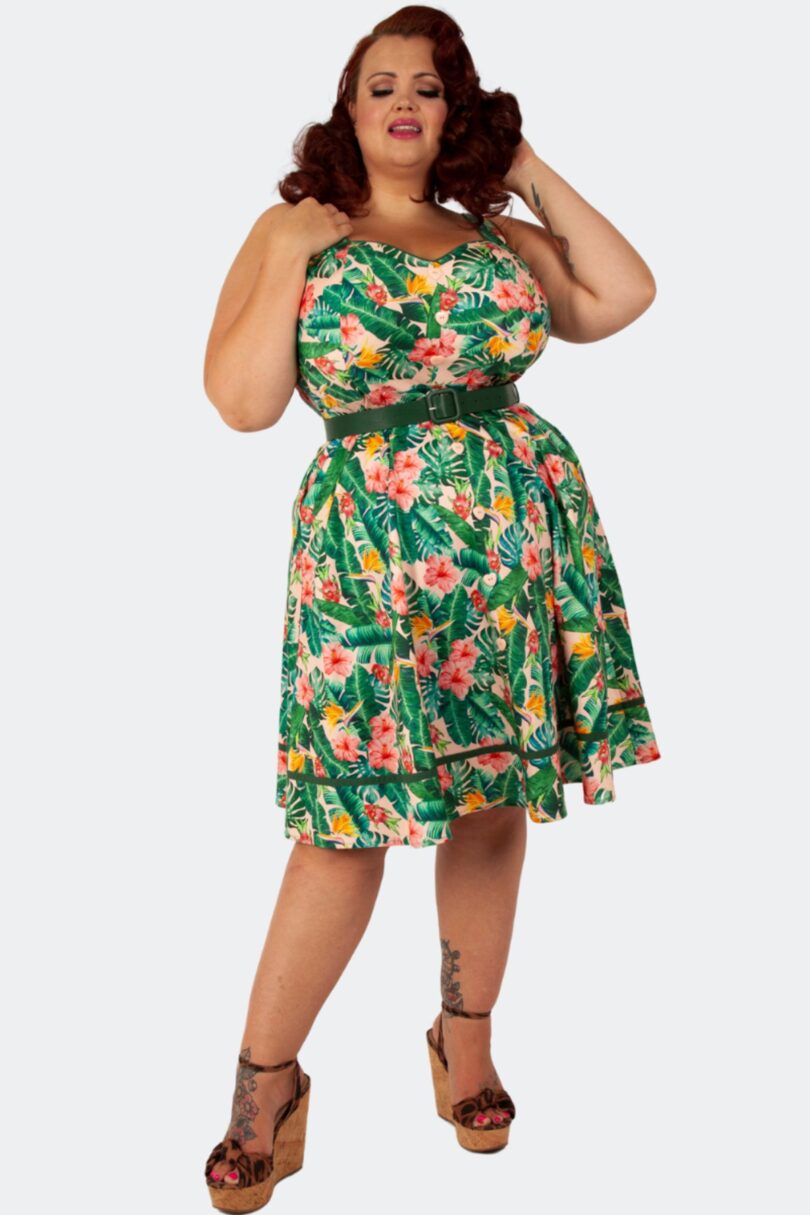 Curve Tropical Flare Dress  Shop now at Kitty Darling