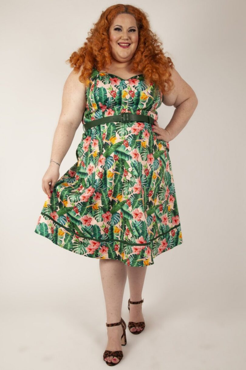 Curve Tropical Flare Dress  Shop now at Kitty Darling