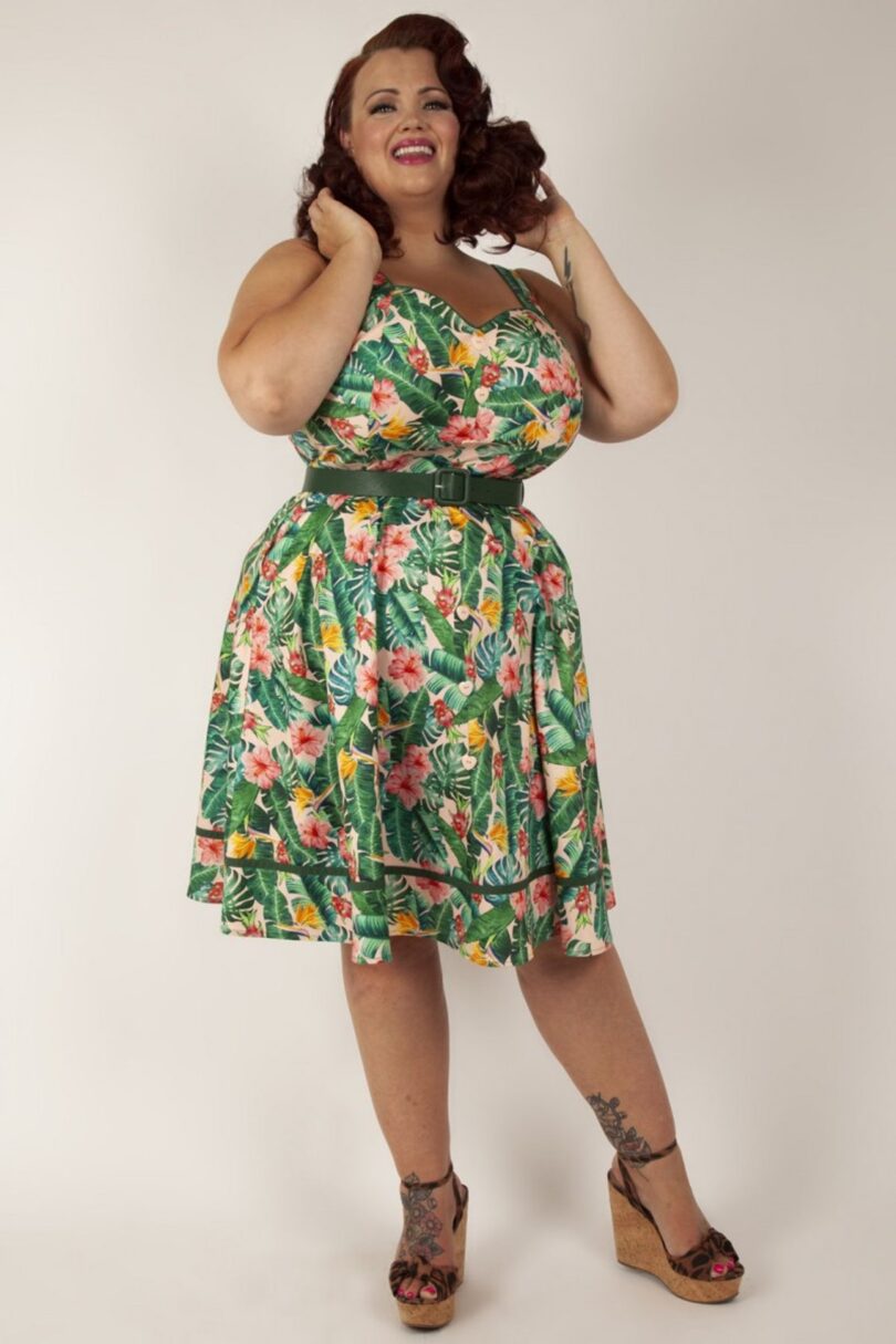 Curve Tropical Flare Dress  Shop now at Kitty Darling