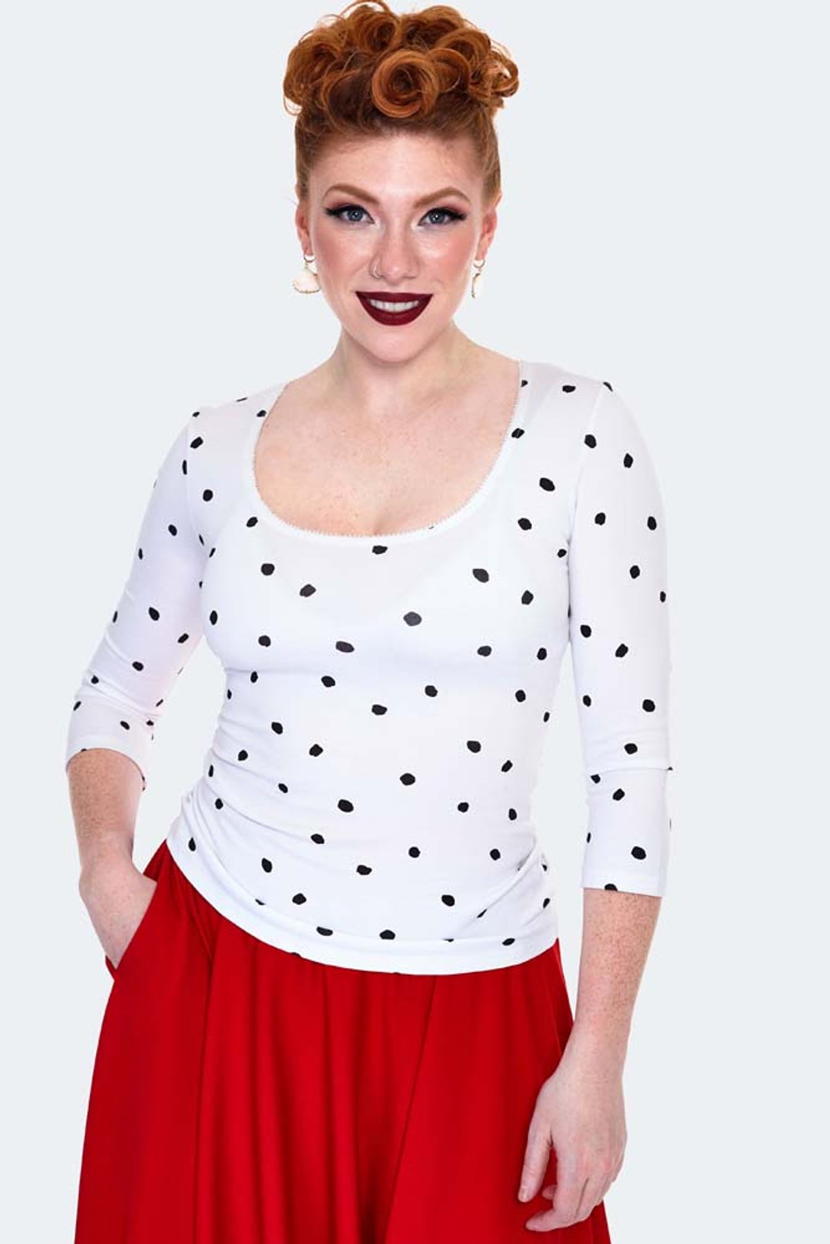 Curve White Polka Dot Top Curve White Polka Dot Top Shop now at Kitty Darling