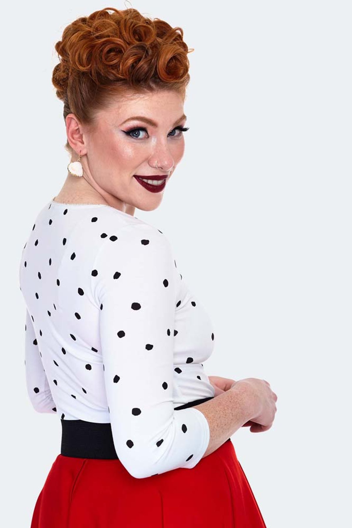 Curve White Polka Dot Top Curve White Polka Dot Top Shop now at Kitty Darling