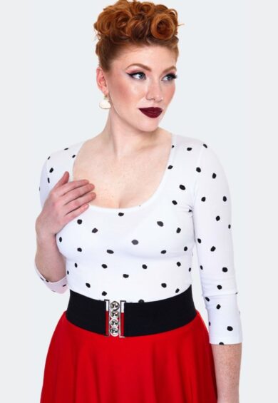Curve White Polka Dot Top – Tops | Kitty Darling