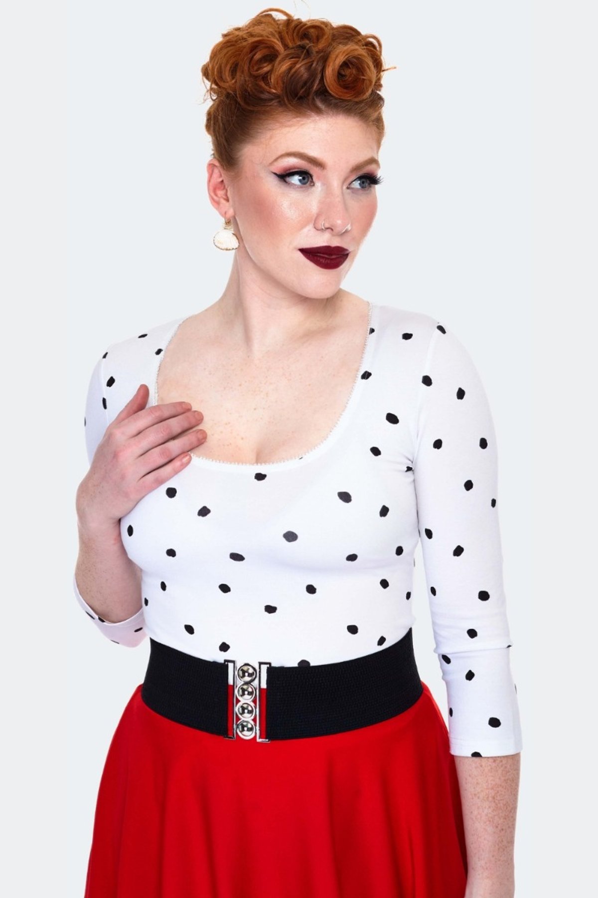 Curve White Polka Dot Top Curve White Polka Dot Top Shop now at Kitty Darling
