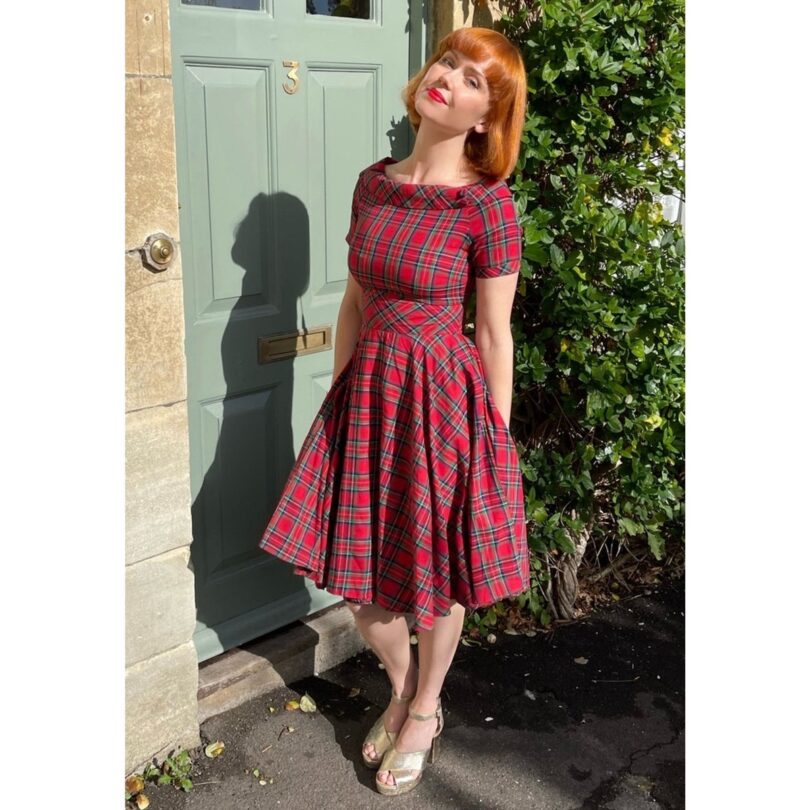 Darlene Retro Highland Red Tartan Circle Dress  Shop now at Kitty Darling