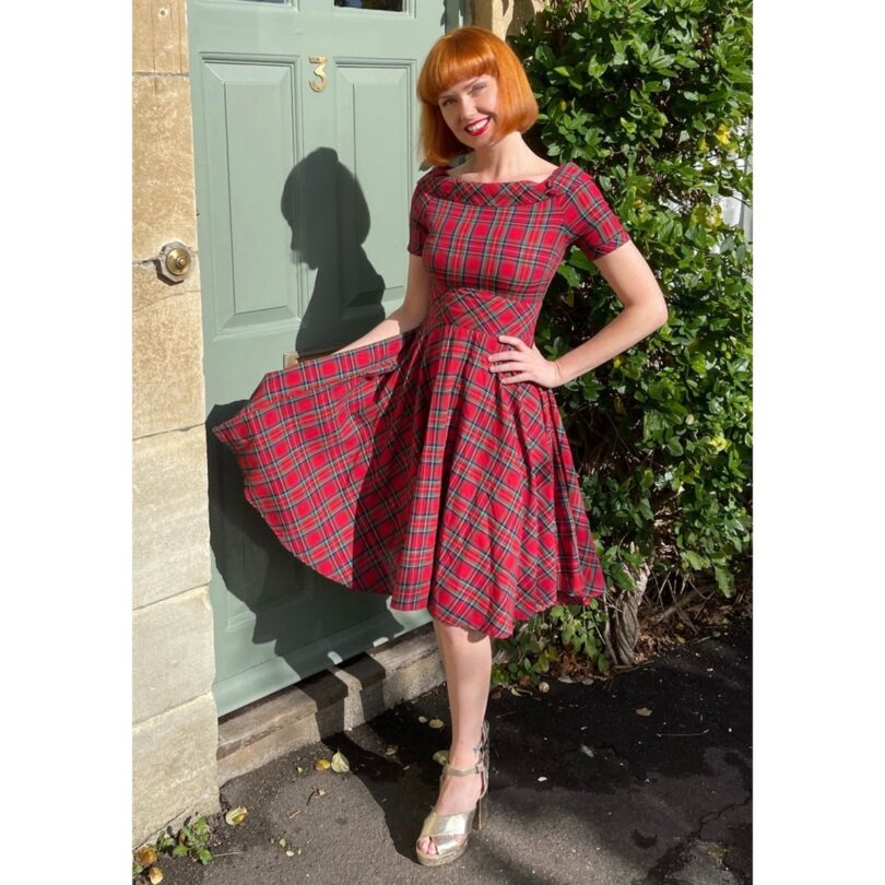 Darlene Retro Highland Red Tartan Circle Dress  Shop now at Kitty Darling